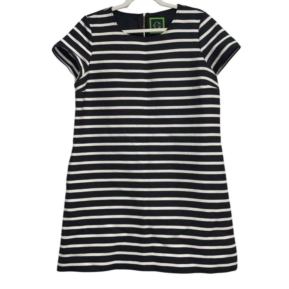 C wonder size large blue and white striped dress